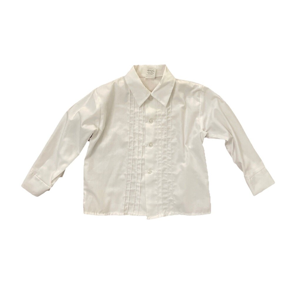 Vintage Hong Bao Chang Boys Size 4 Tuxedo Shirt White Pleated Bib Made in USA